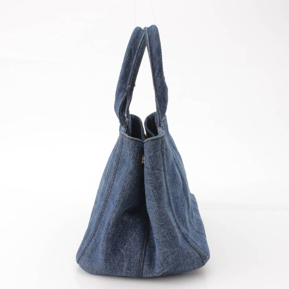 Prada Canapa Denim Tote Bag Handbag Indigo Blue - Picture 3 of 10